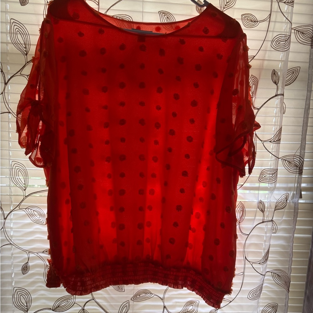 Elegant Red Polka Dot Blouse